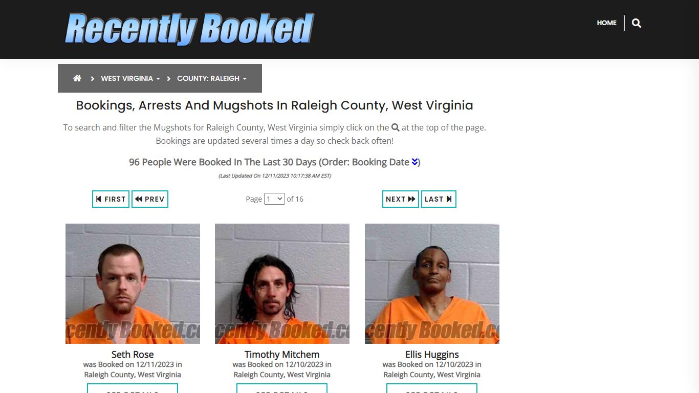 Bookings, Arrests and Mugshots in Raleigh County, West Virginia